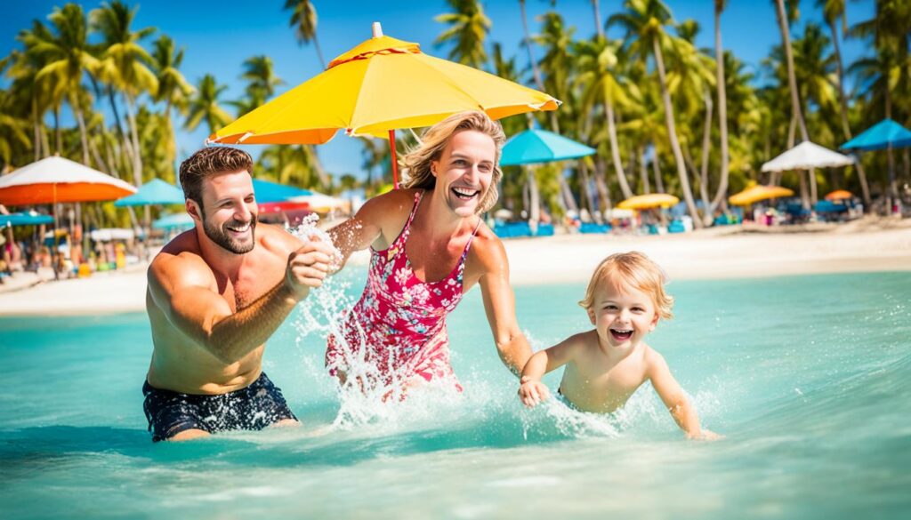 Family enjoying the beach at Hotel Riu Bambu