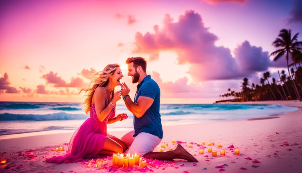 proposal with sunset view in Punta Cana